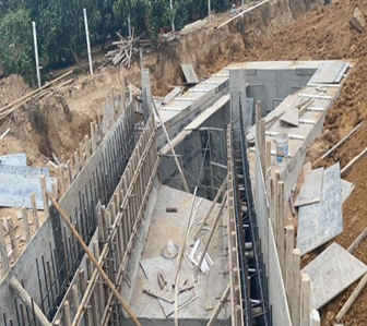 常青泵站二期土建工程穿堤部分，消力池